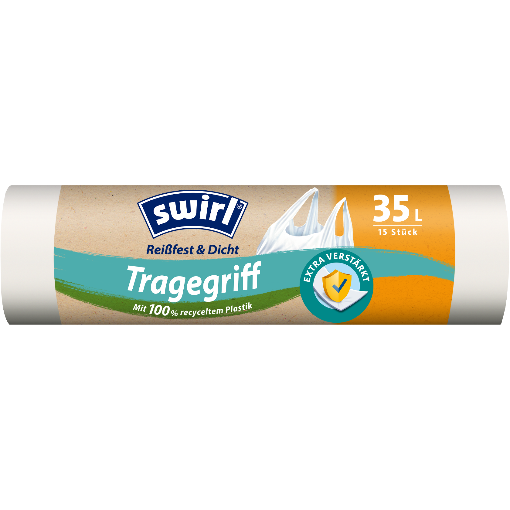 Emballage avant du sac poubelle résistant aux déchirures et serré à poignée de transport - 35 litres, 15 pièces