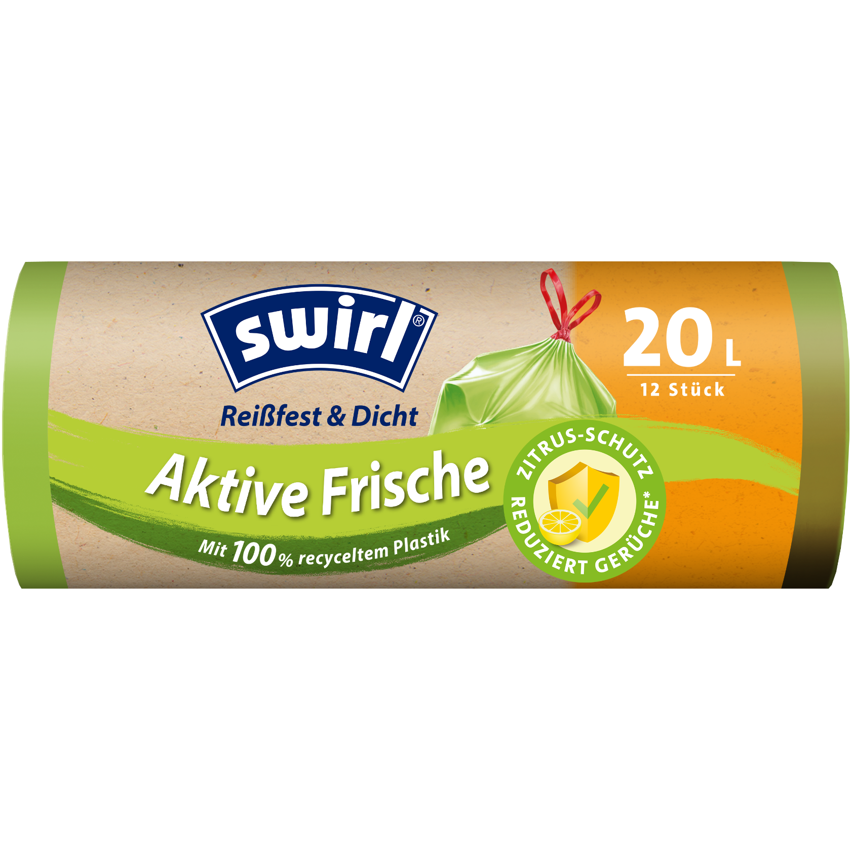 Emballage avant des sacs poubelle Swirl Active Fresh - 20 litres, 12 pièces