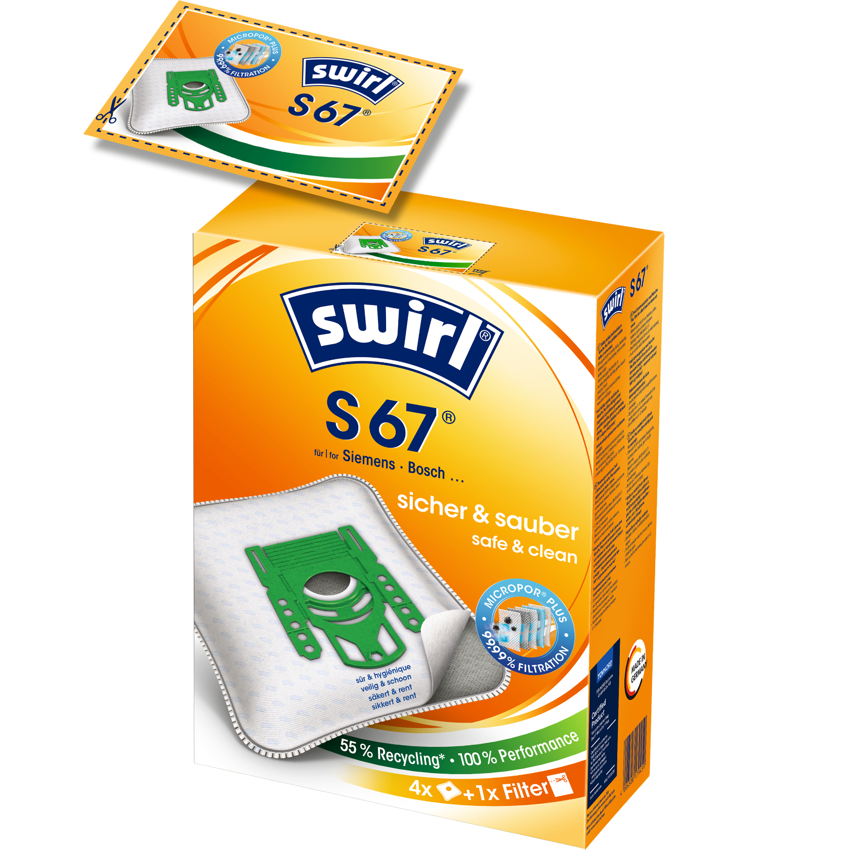Shopping-Memo auf Verpackung von Swirl Staubsaugerbeutel