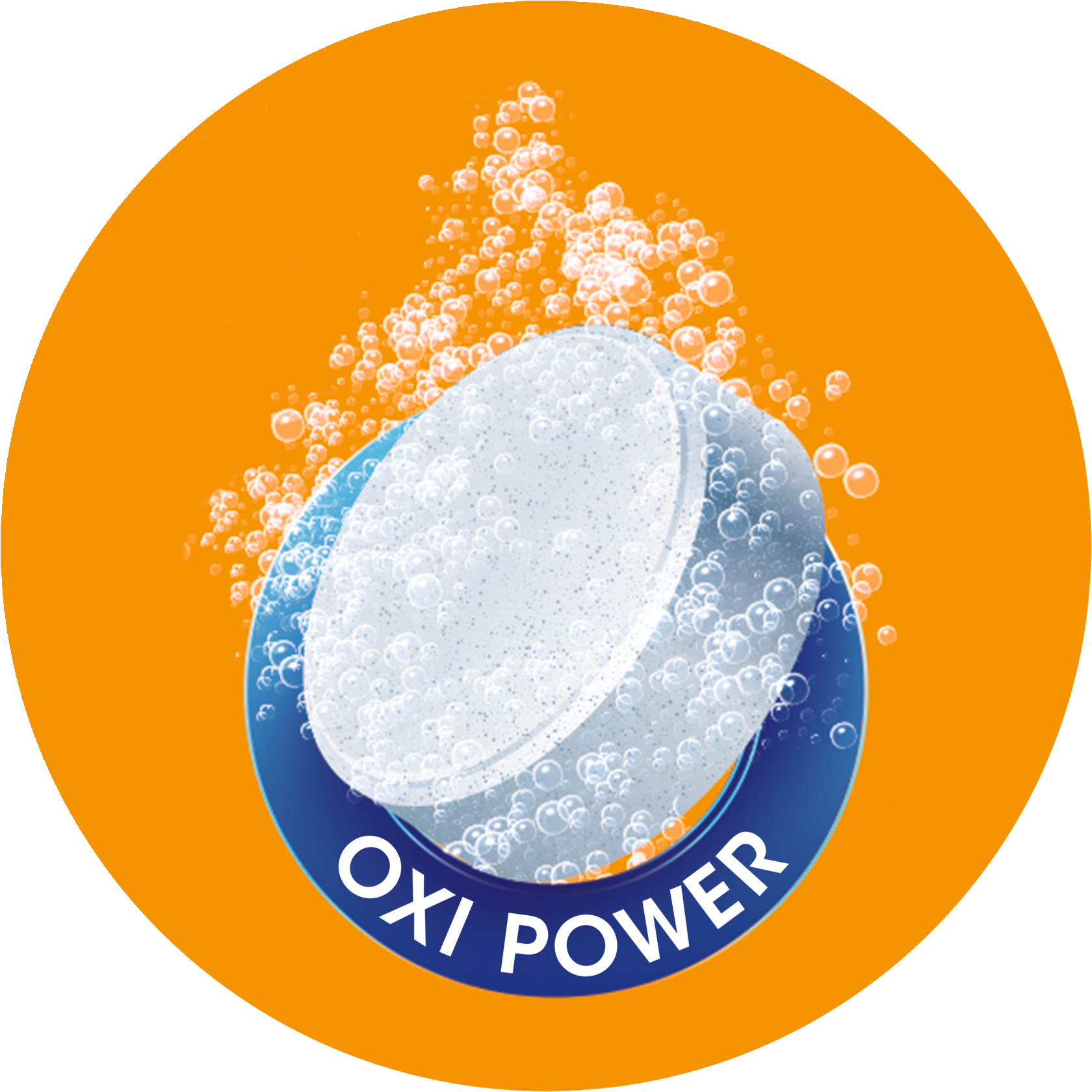 Sprudelnde Tablette als Symbol für Oxi Power