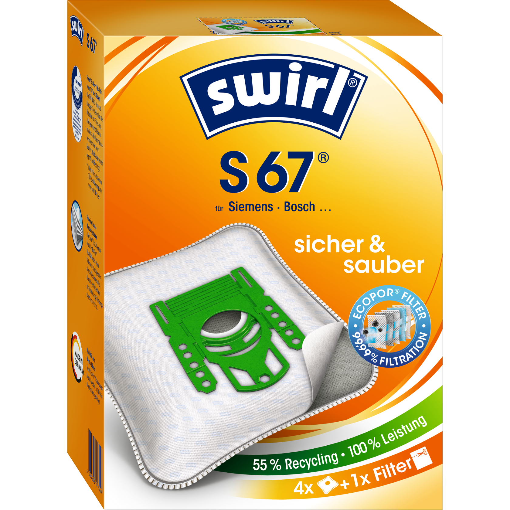 Swirl EcoPor Staubsaugerbeutel S 67 Verpackung Vorderseite