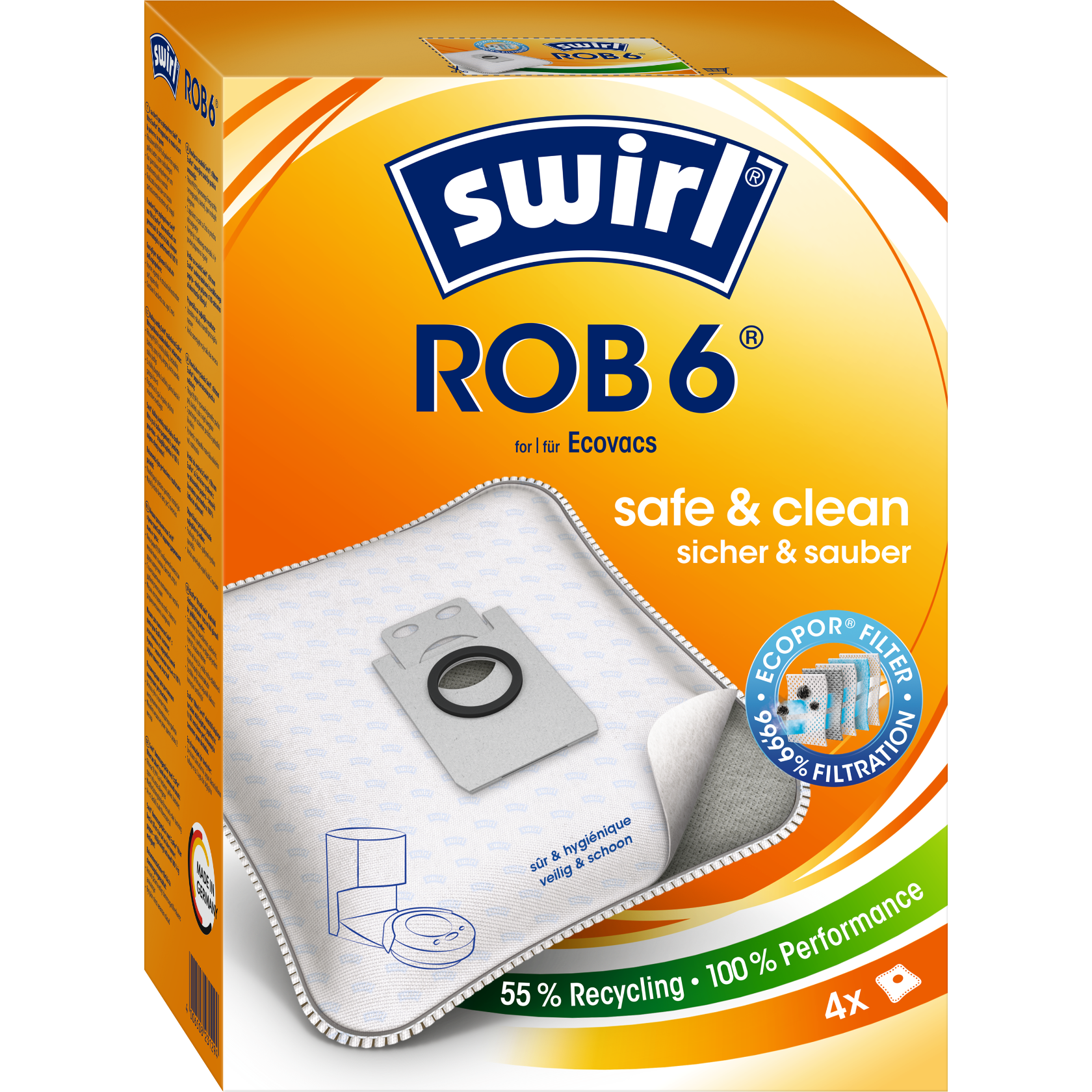 Swirl EcoPor Staubsaugerbeutel ROB 6 Verpackung Vorderseite